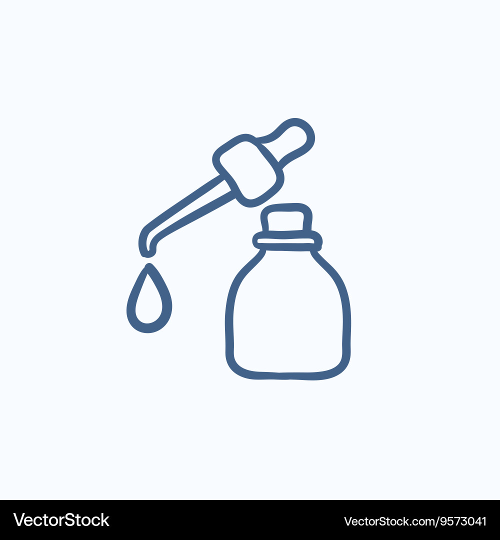 Bottle of essential oil and pipette sketch icon Vector Image