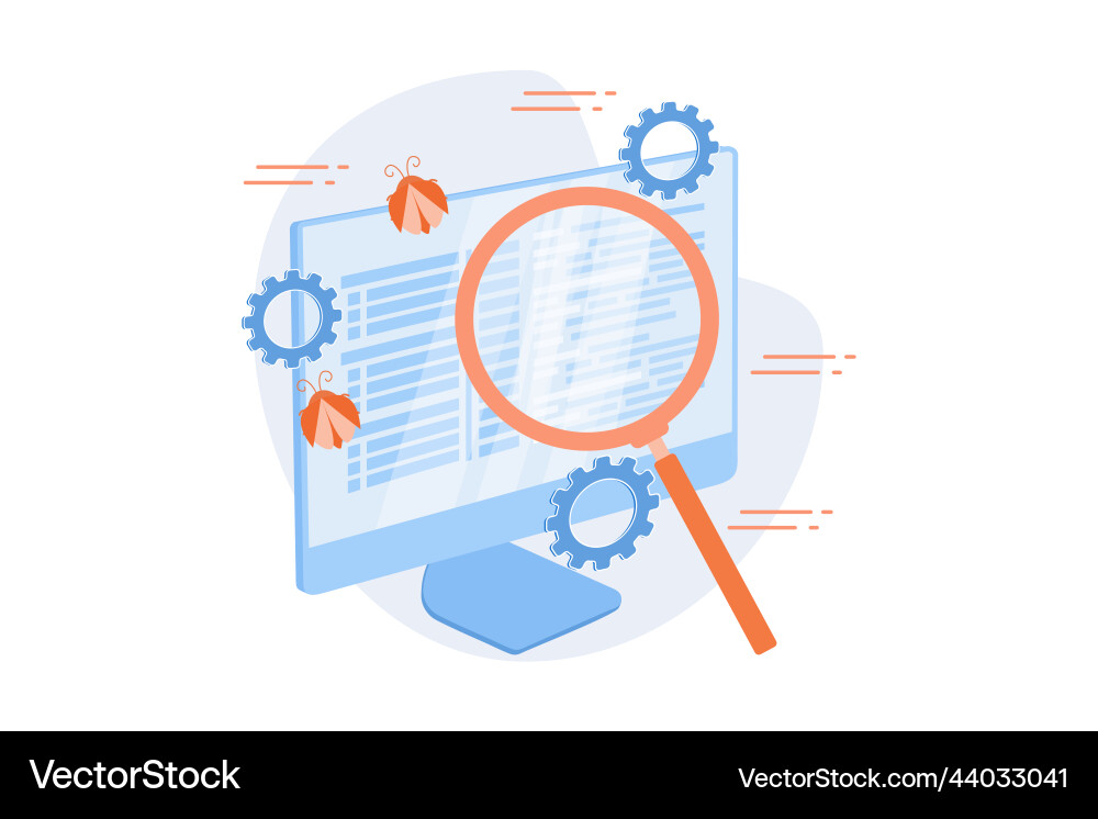 Bug fixing and software testing computer virus Bug fixing and software testing computer virus vector image