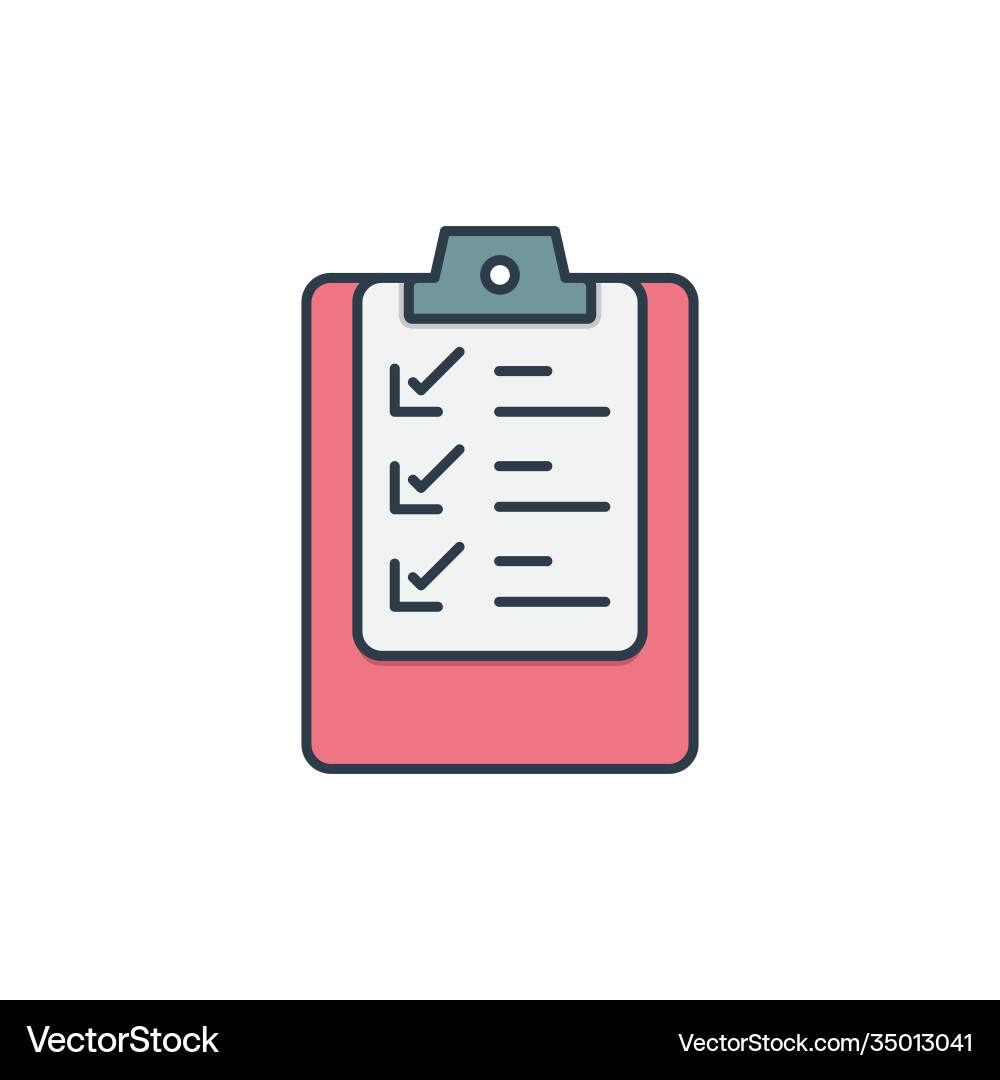 Clipboard checklist or document icon color line Clipboard checklist or document icon color line vector image
