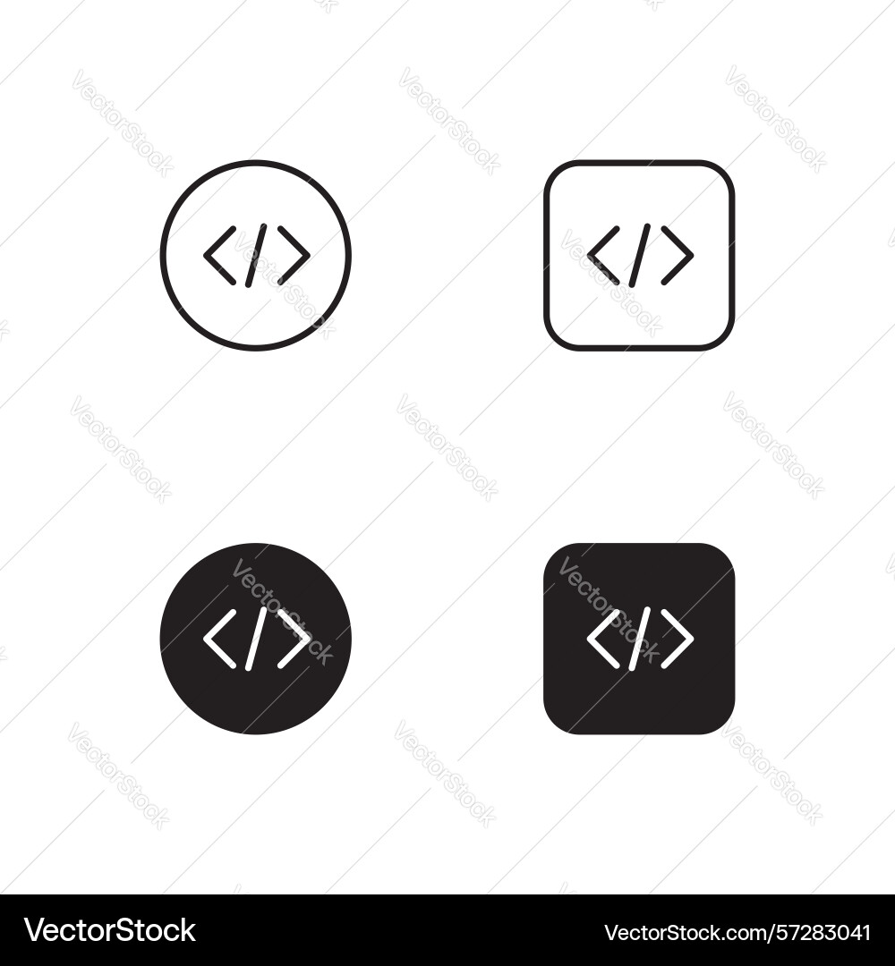 Coding icon set code programming vector image