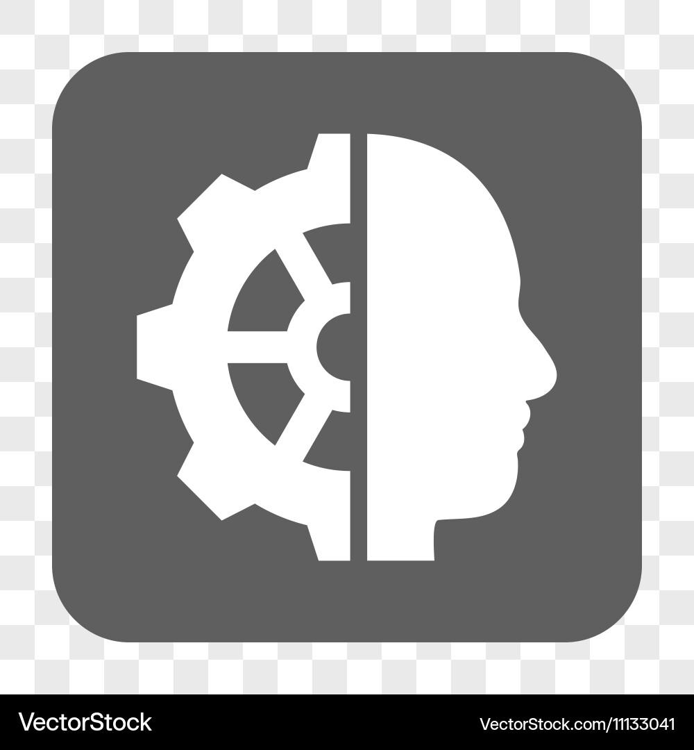 Cyborg gear rounded square button Vector Image