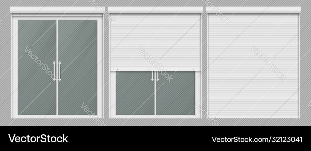 Double window with roller shutter up and close Double window with roller shutter up and close vector image