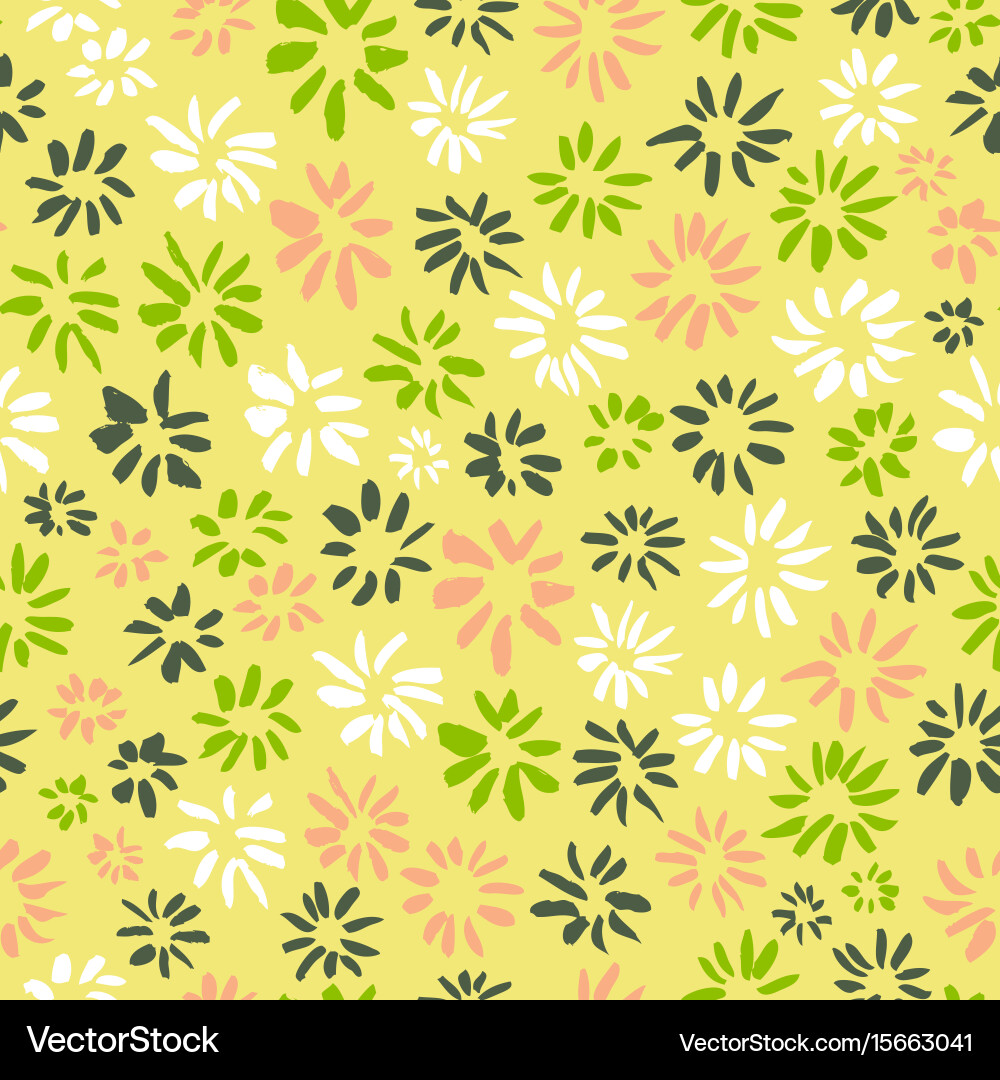 Ink seamless pattern with flowers in sketchy vector image