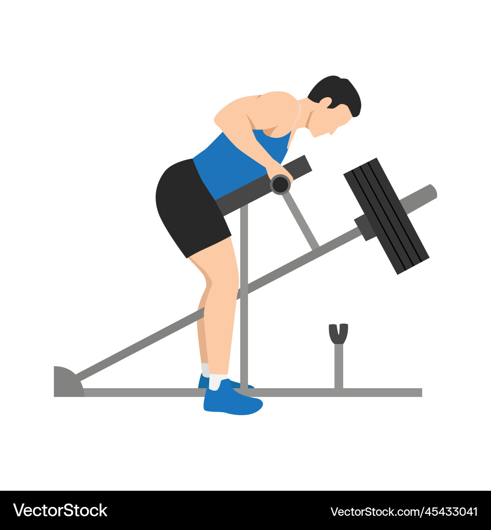 Man Performing T-Bar Row Vector Image