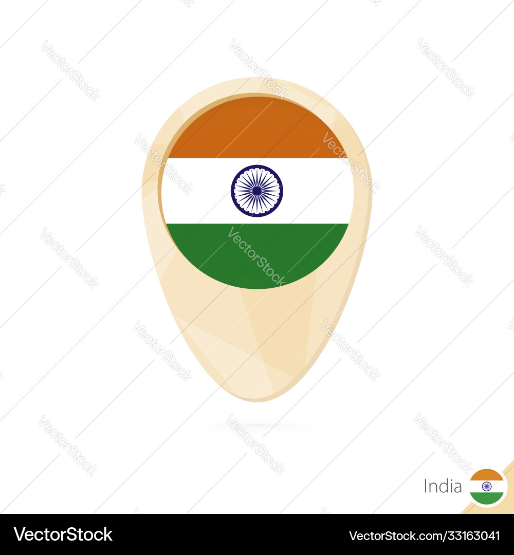 Map pointer with flag india orange abstract Vector Image