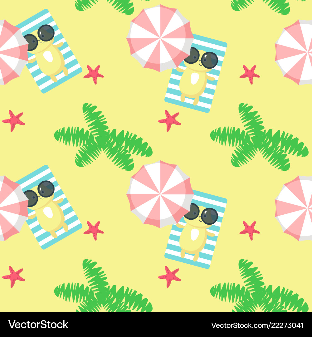 Seamless pattern with cute cat taking rest vector image