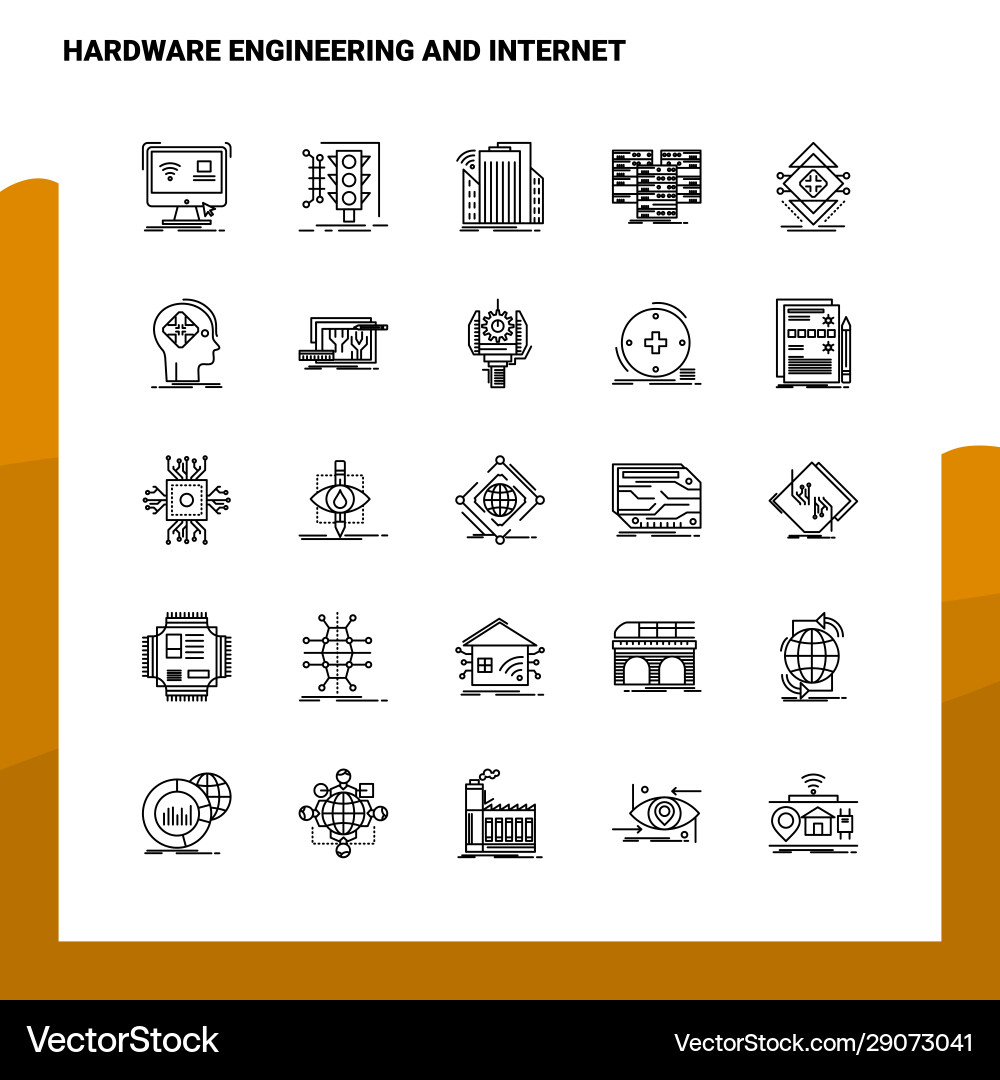 Set hardware engineering and internet line Set hardware engineering and internet line Vector Image