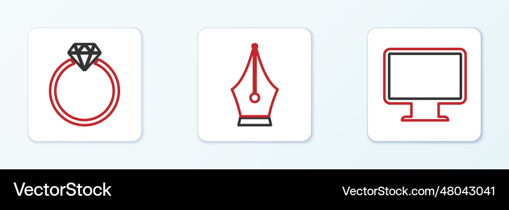 Set line computer monitor screen diamond Vector Image