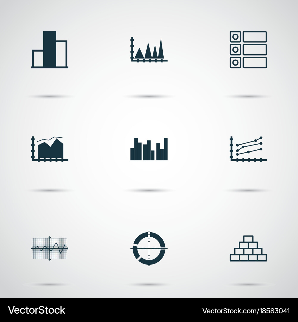 Set of graphs diagrams and statistics icons Vector Image