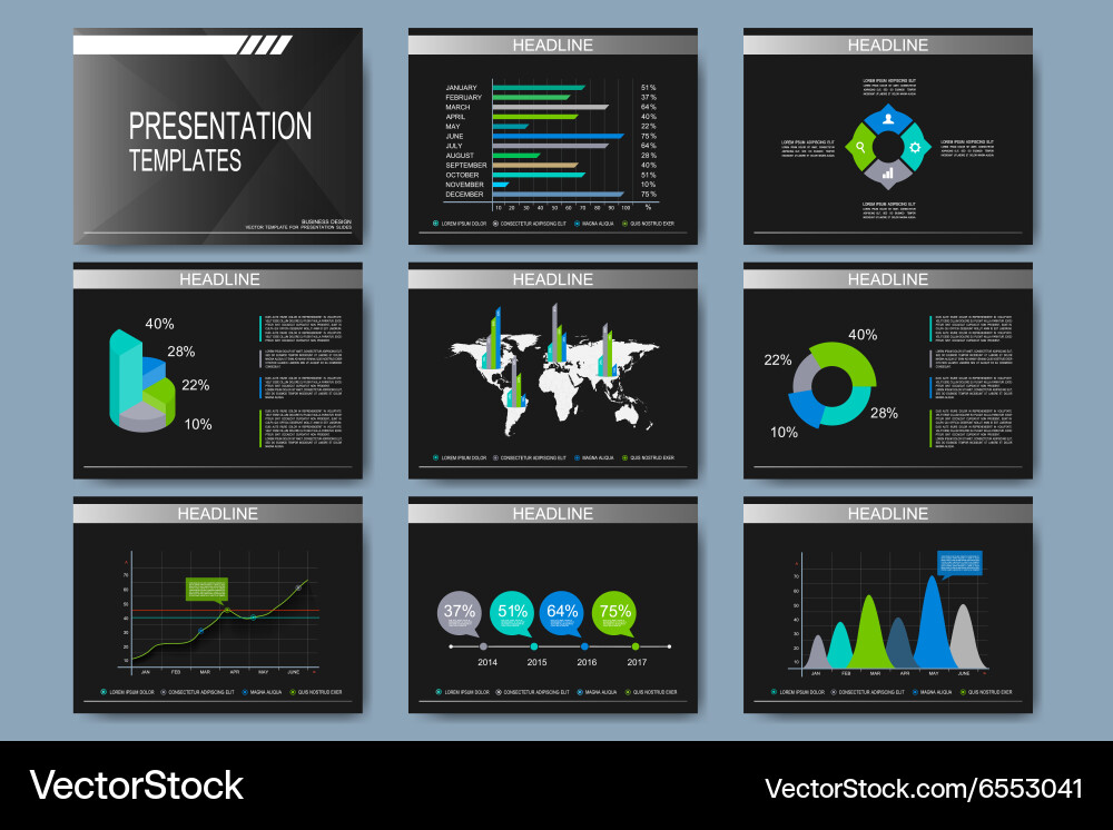 Set of templates for presentation slides vector image