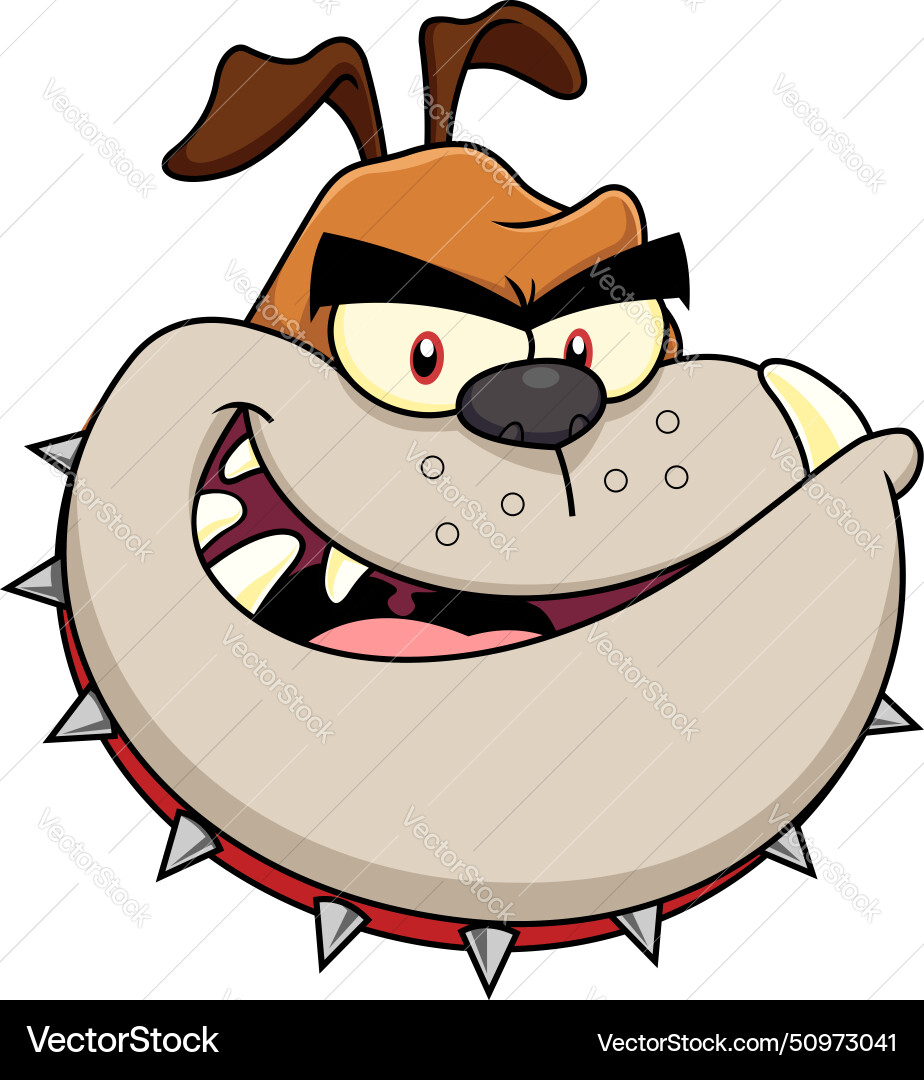 Smiling Bulldogge Gesicht Cartoon Charakter mit Spiked Smiling Bulldogge Gesicht Cartoon Charakter mit Spiked vektorbild