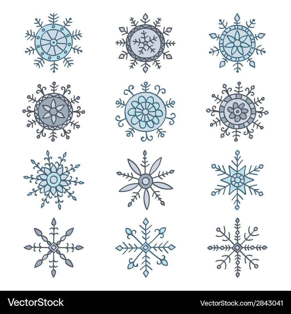 Snowflake set vector image