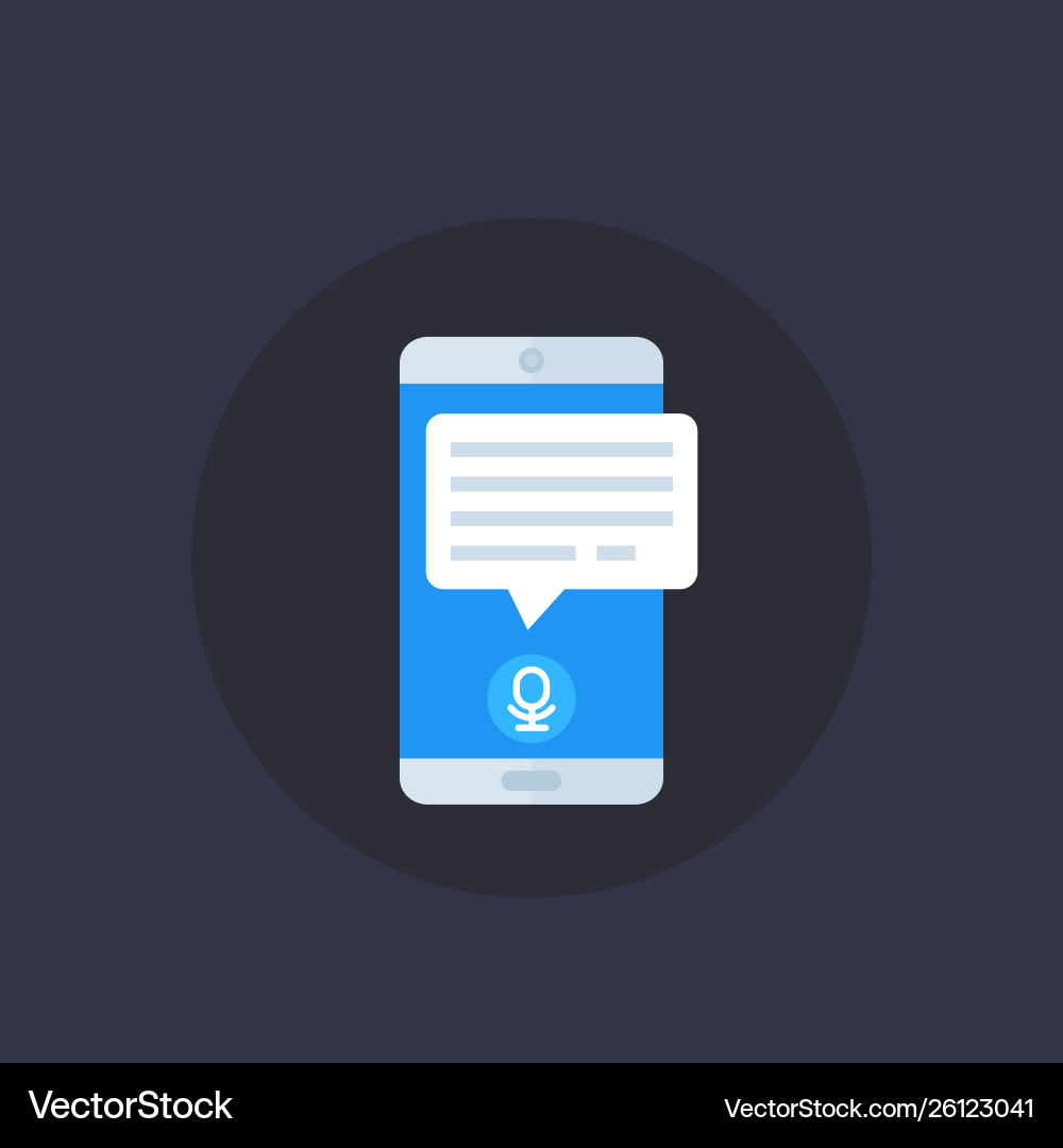 Speech recognition in mobile app icon Vector Image