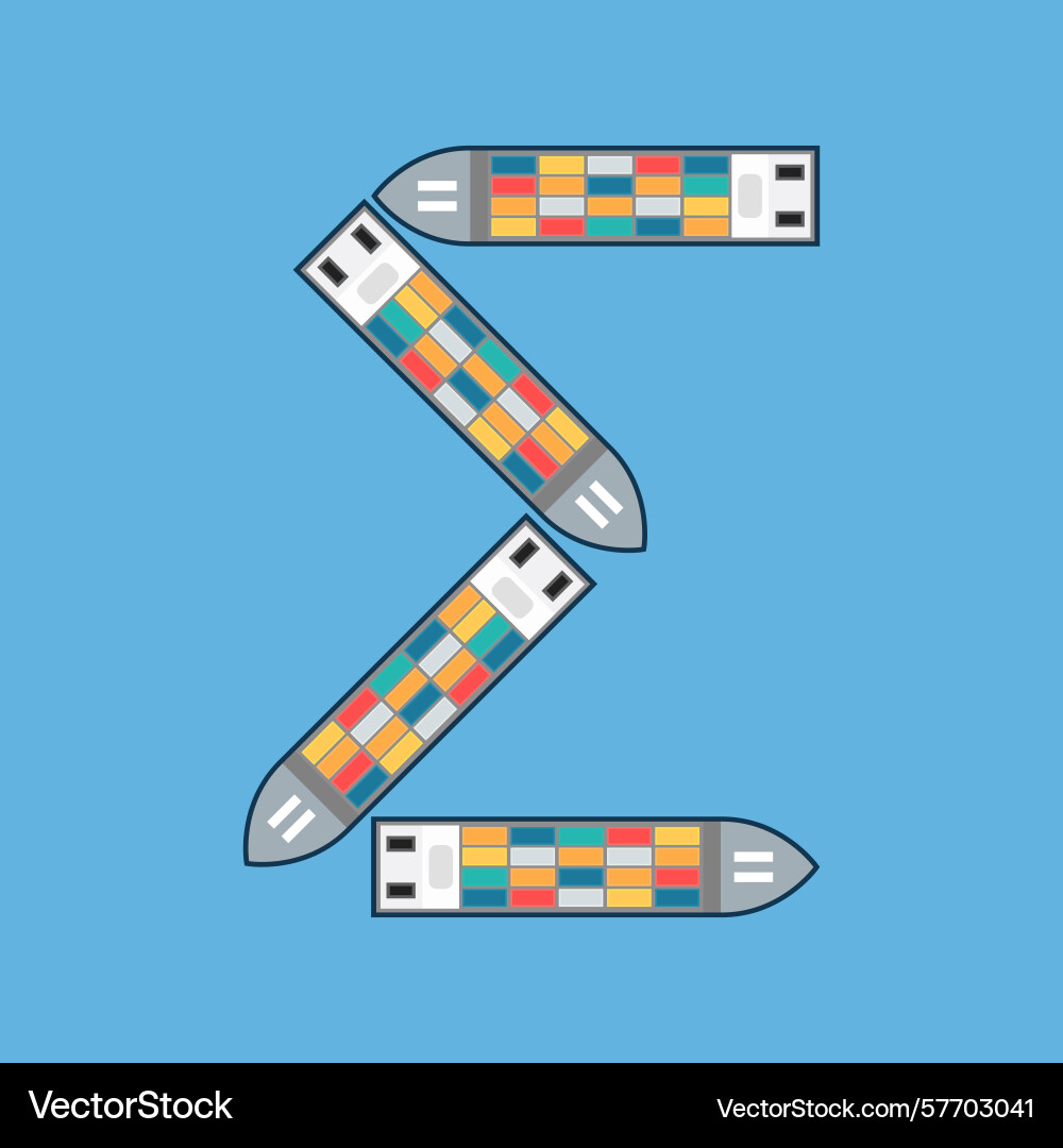 Sum symbol made from container ships zero Sum symbol made from container ships zero Vector Image