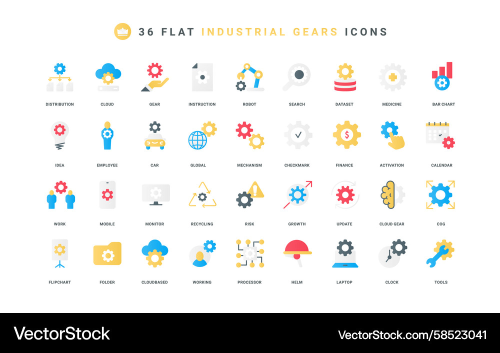 Tech Support & System Gears Vector Image