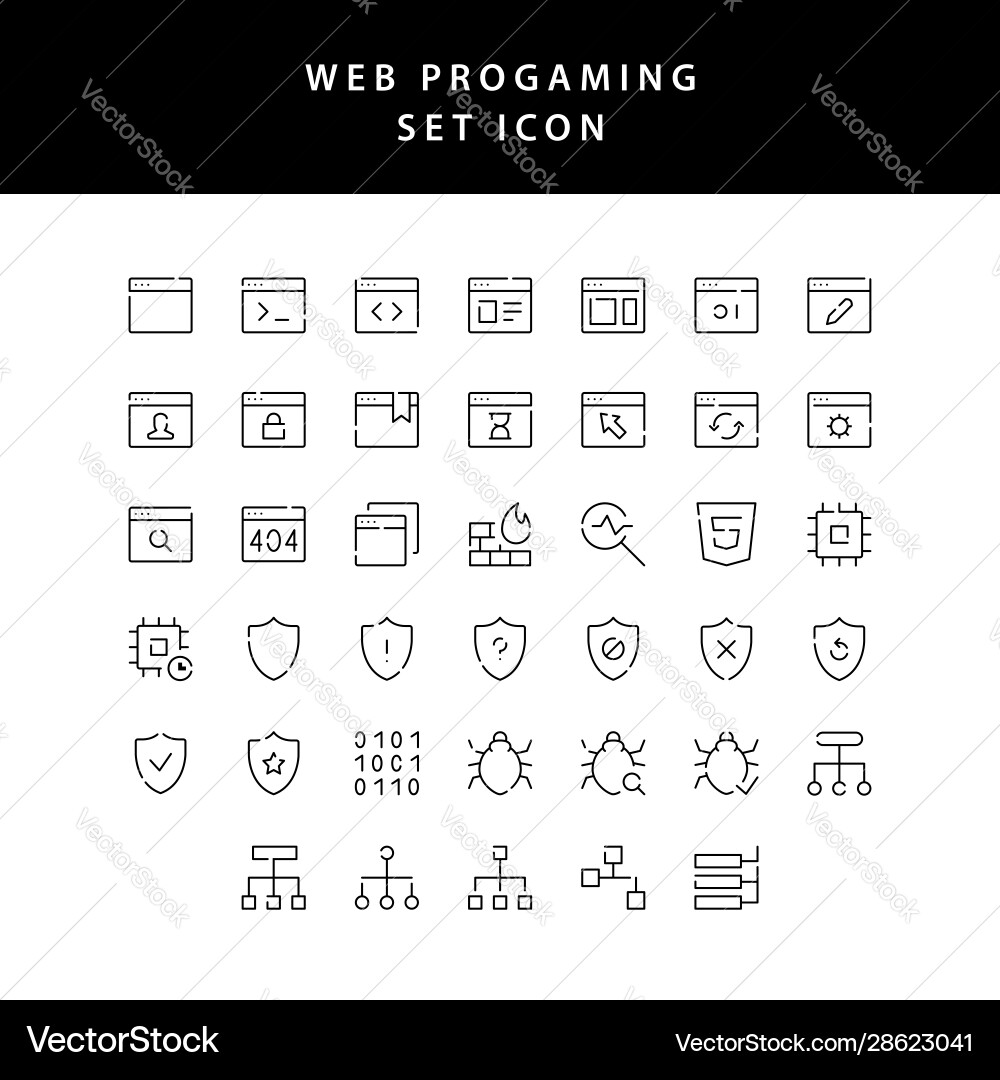 Web Programming Icon Set vector image