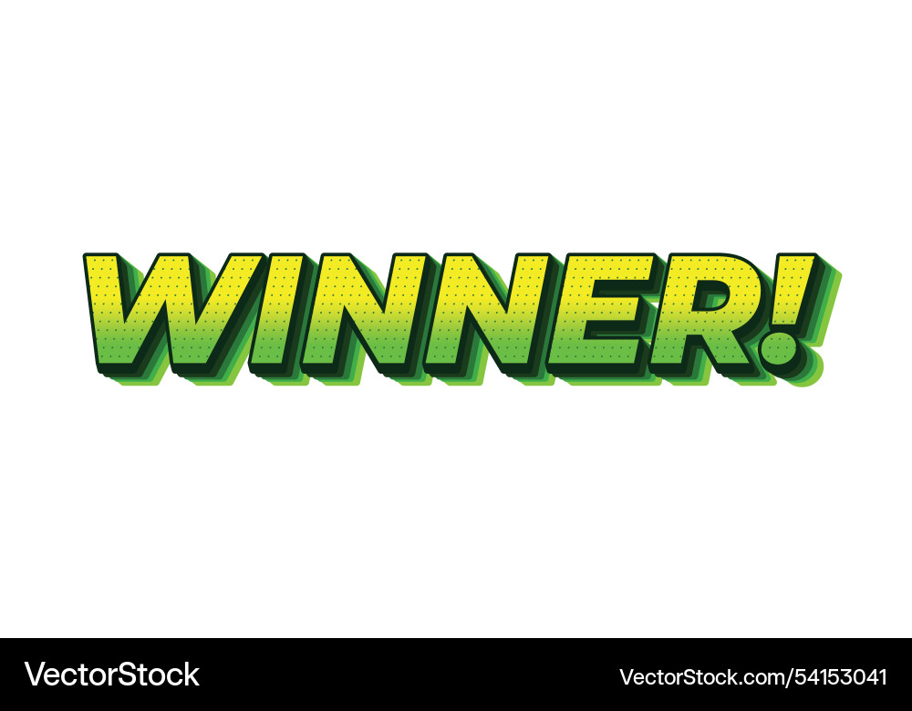 Winner text effect with modern color in 3d style Vector Image