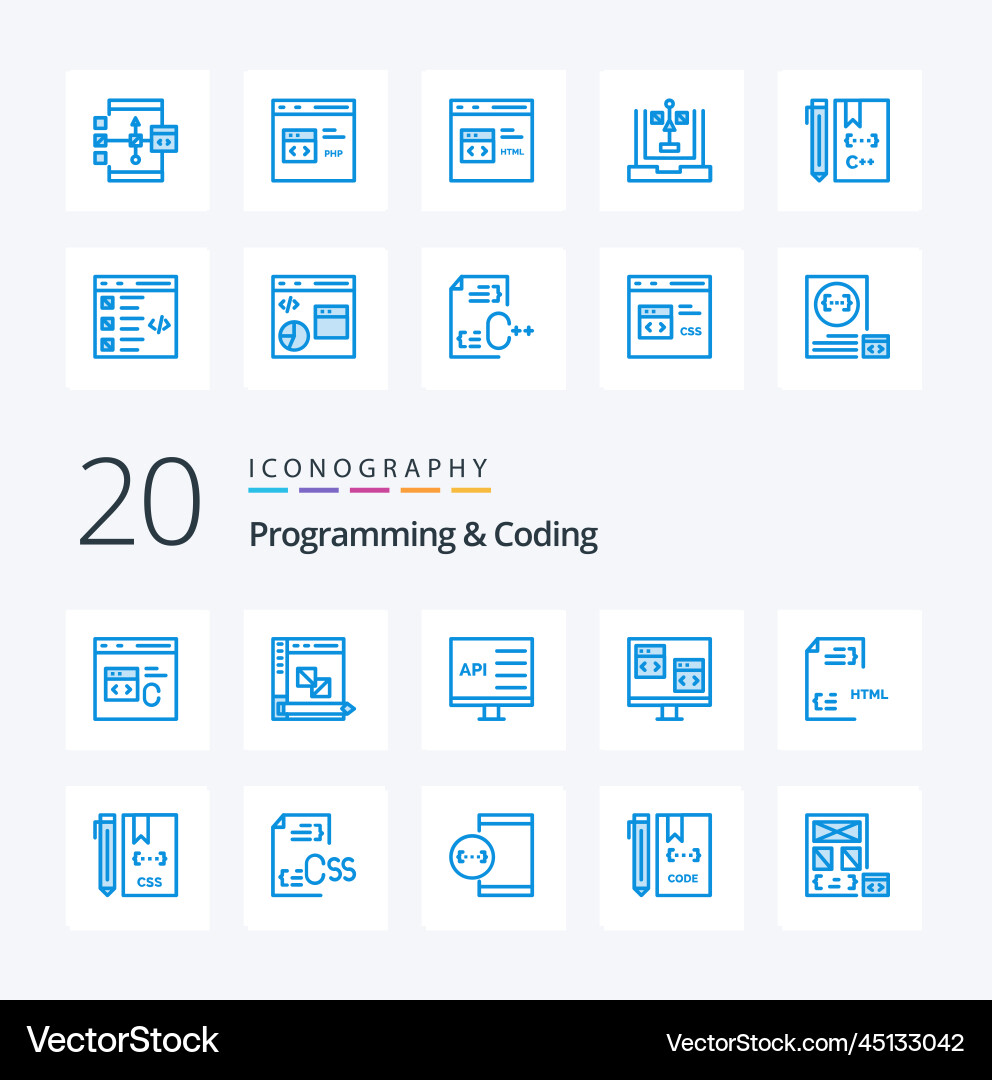 20 Programmierung und Kodierung blauer Farb-Icon-Pack 20 Programmierung und Kodierung blauer Farb-Icon-Pack vektorbild