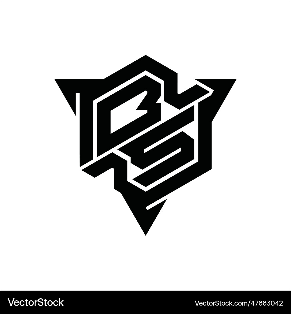 Bs logo monogram hexagon shape with triangle vector image