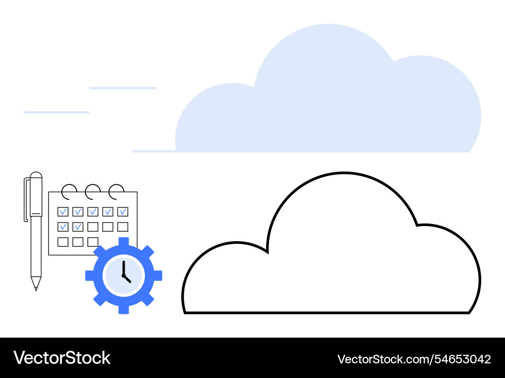 Cloud computing and time management concept Cloud computing and time management concept vector image