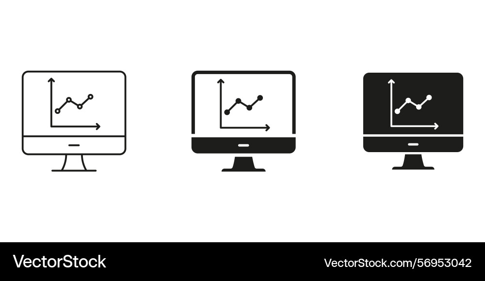 Computer monitor with graph line and solid icon Computer monitor with graph line and solid icon vector image