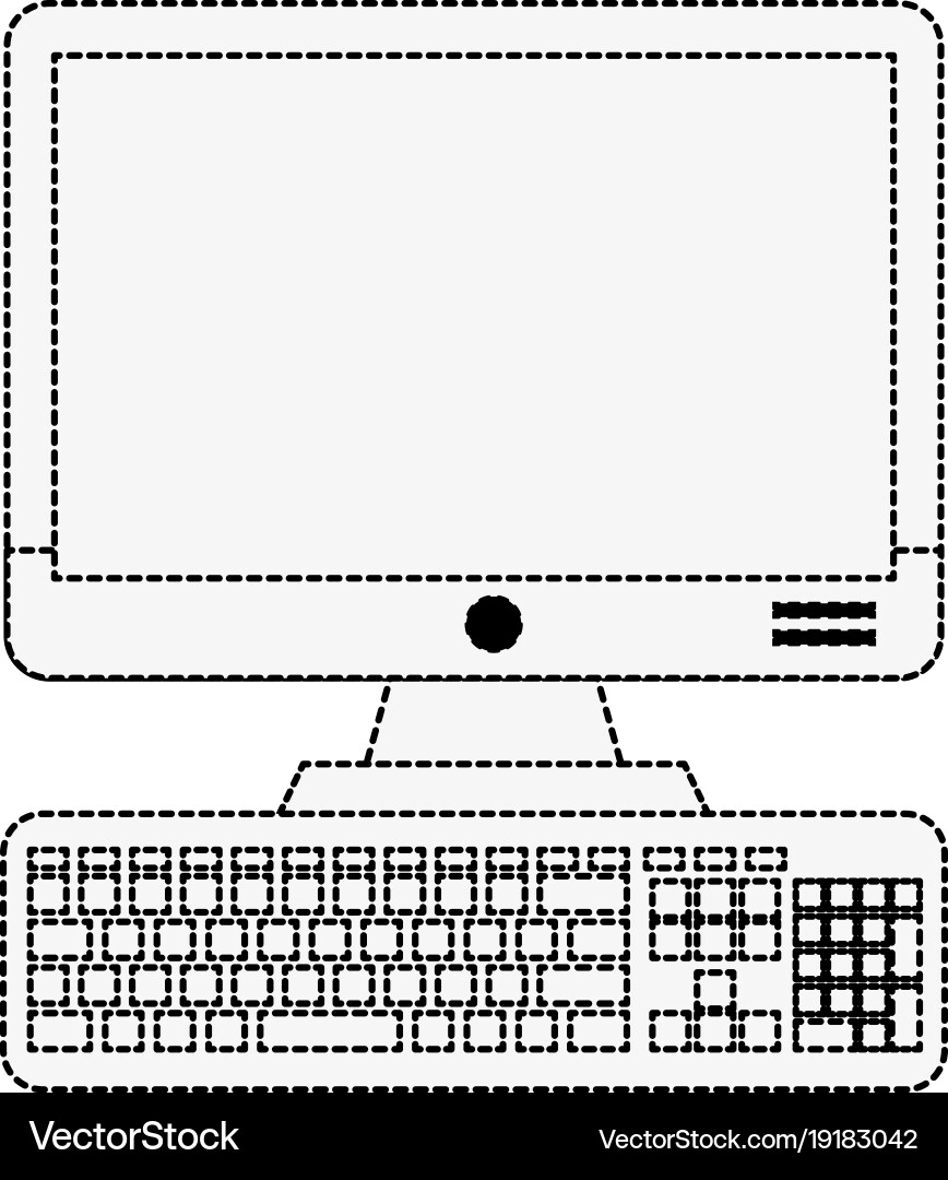 Computer with keyboard vector image