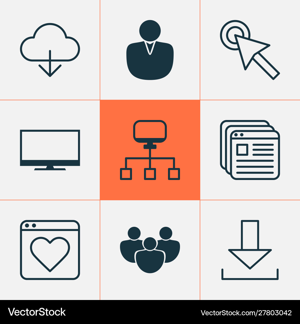 Connection icons set with mouse click group Connection icons set with mouse click group vector image