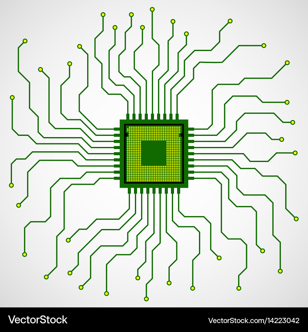 Cpu microprocessor microchip circuit board Vector Image