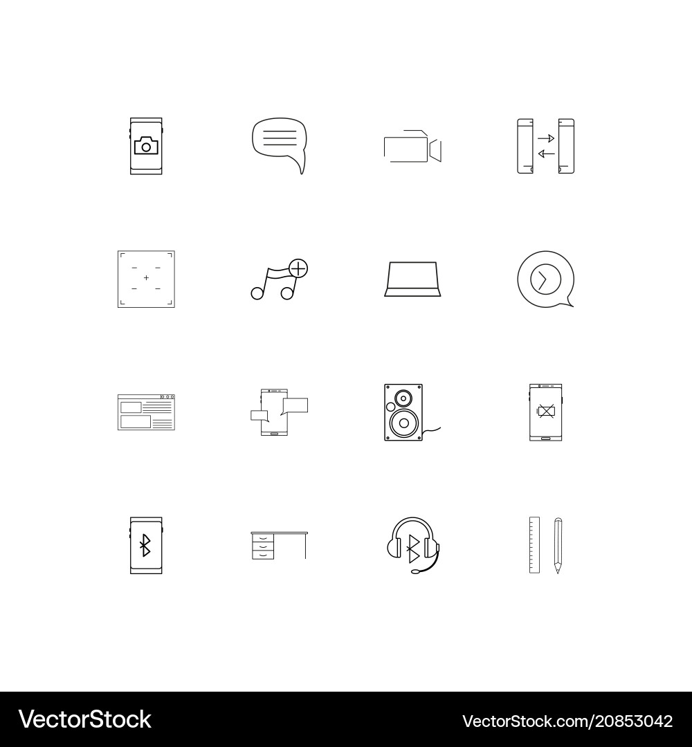 Devices linear thin icons set outlined simple vector image