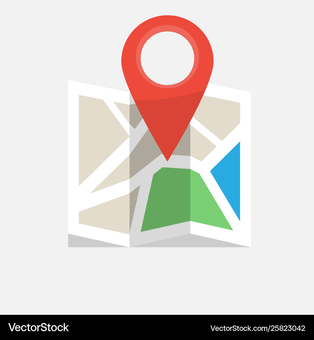 Folded colorful map icon with pin marker vector image