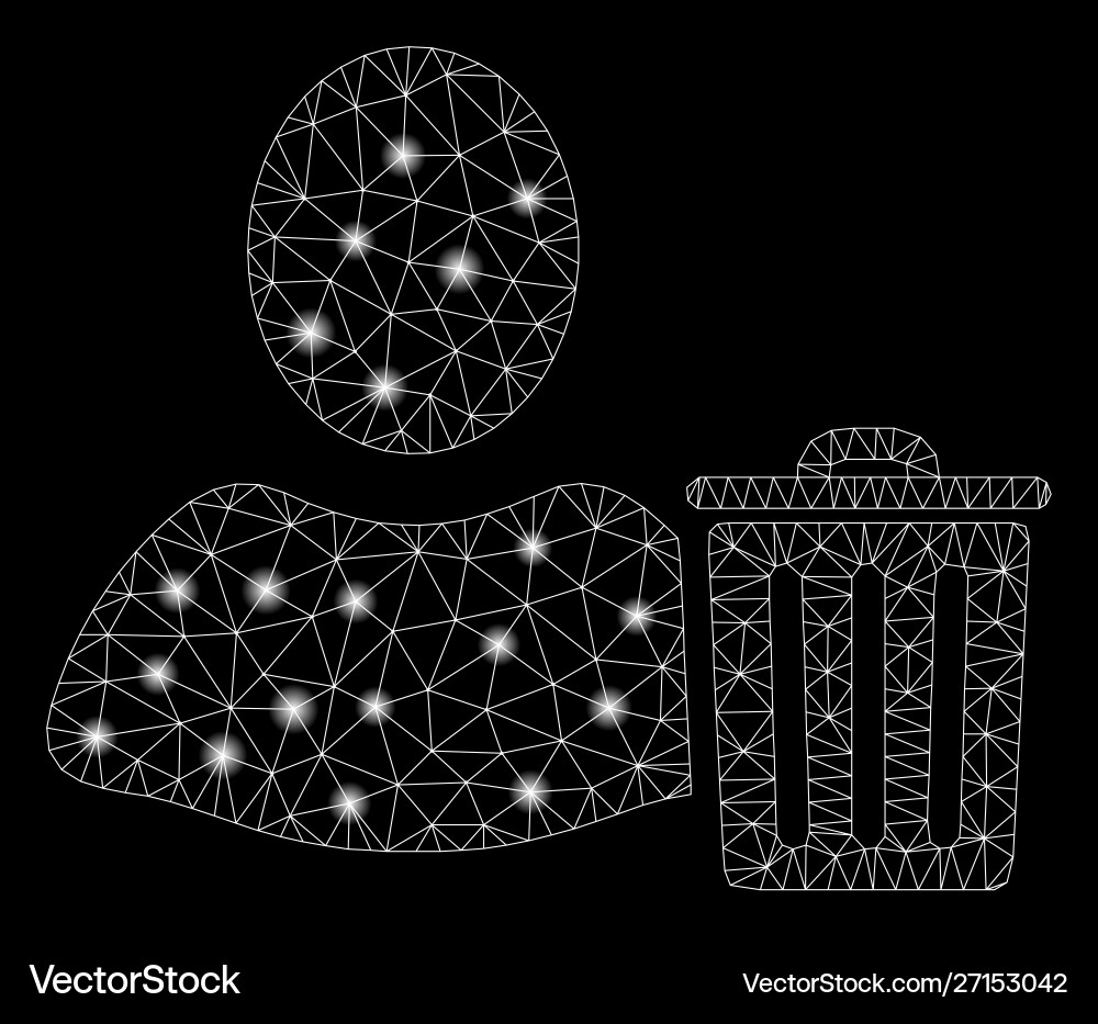 Glowing mesh network user trash with flash spots vector image