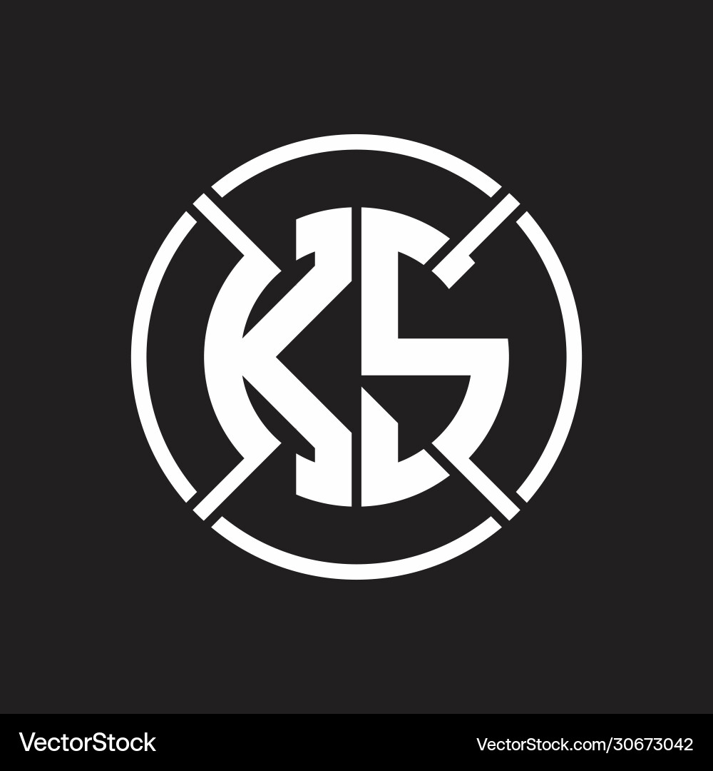 Ks logo monogram with four part circle slash Vector Image