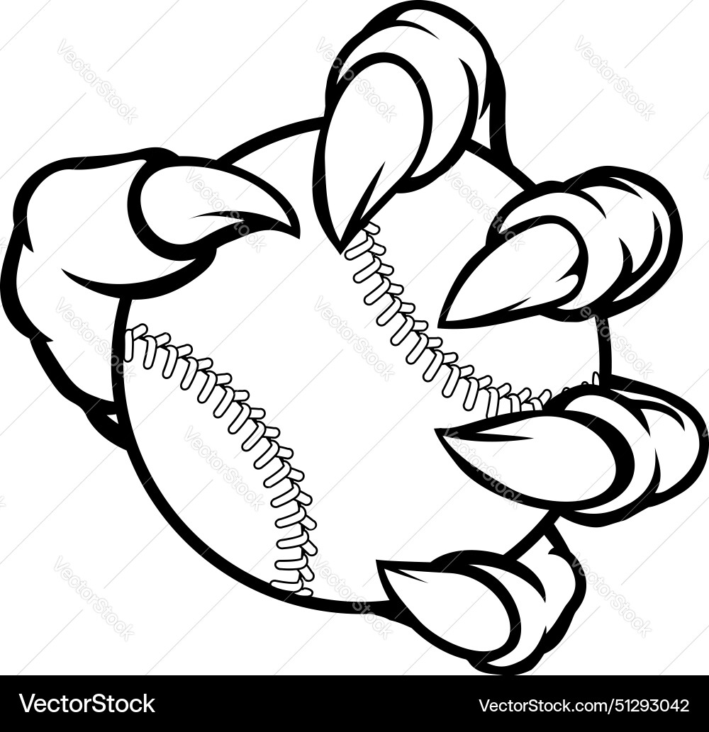 Monster or animal claw holding baseball ball Vector Image