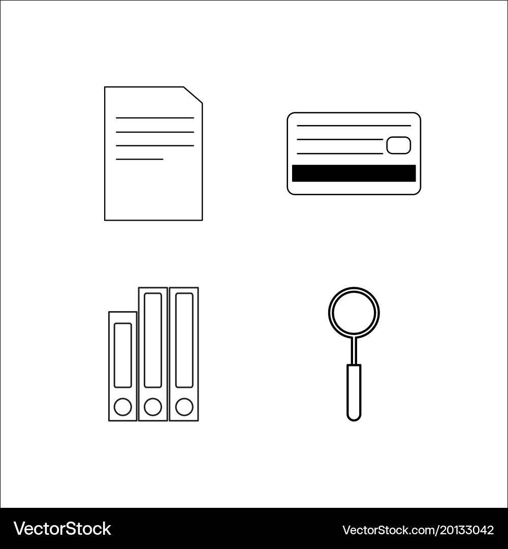 Office simple linear icon setsimple outline icons vector image