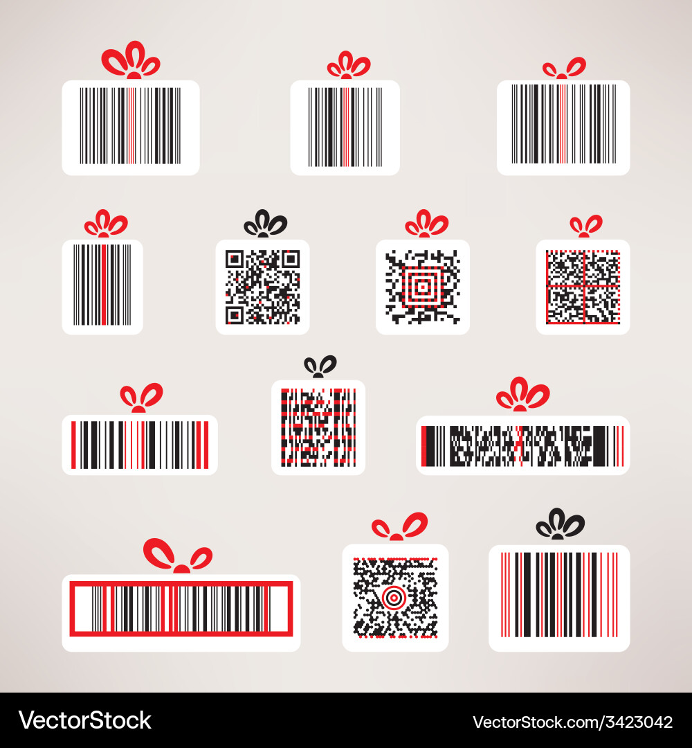 Present barcode image set template for your design vector image