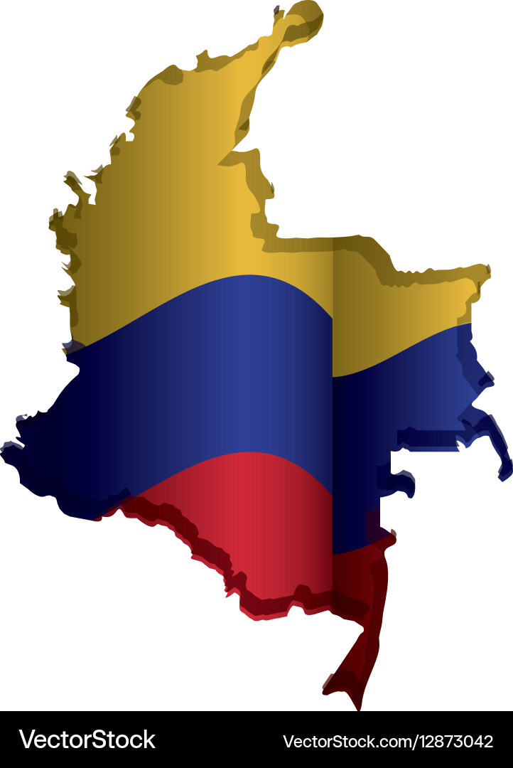 Realistic colombian map with colorful flag inside vector image