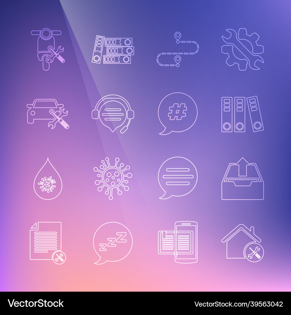 Set line house service upload inbox office Vector Image
