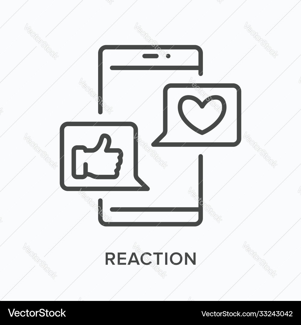 Smartphone with reaction notifications flat line Smartphone with reaction notifications flat line vector image