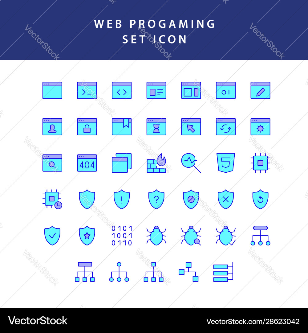 Web programing filled outline icon set vector image