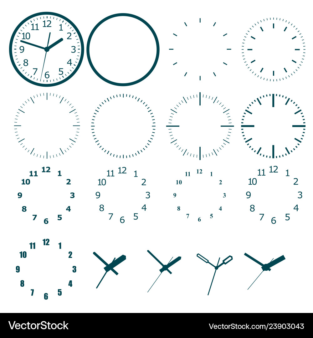 A set for designing model of clock A set for designing model of clock Vector Image