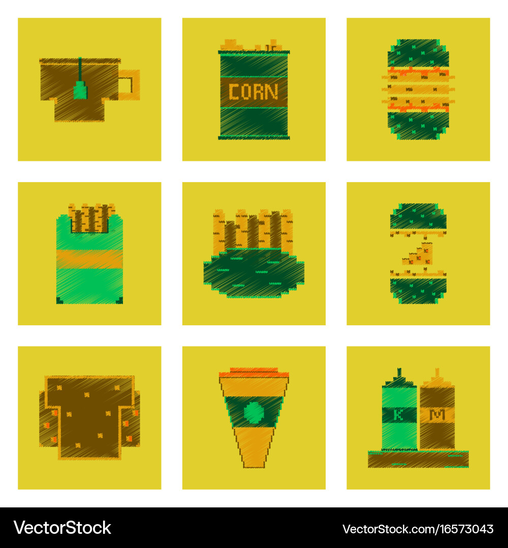 Assembly of flat shading style pixel icon fast Vector Image