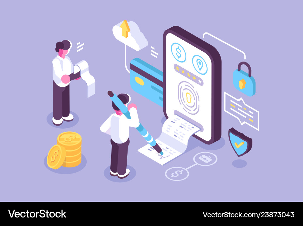 Bills online payment via mobile application Bills online payment via mobile application vector image
