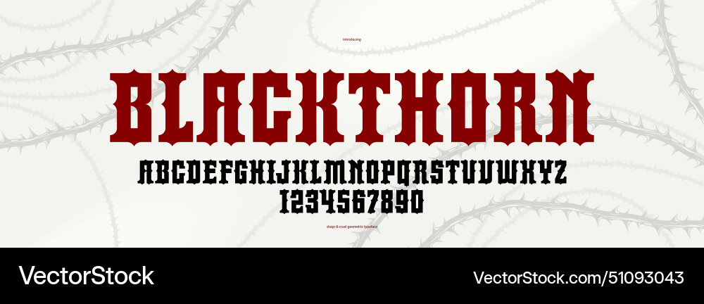 Blackthorn gothic display font for emblems Blackthorn gothic display font for emblems vector image