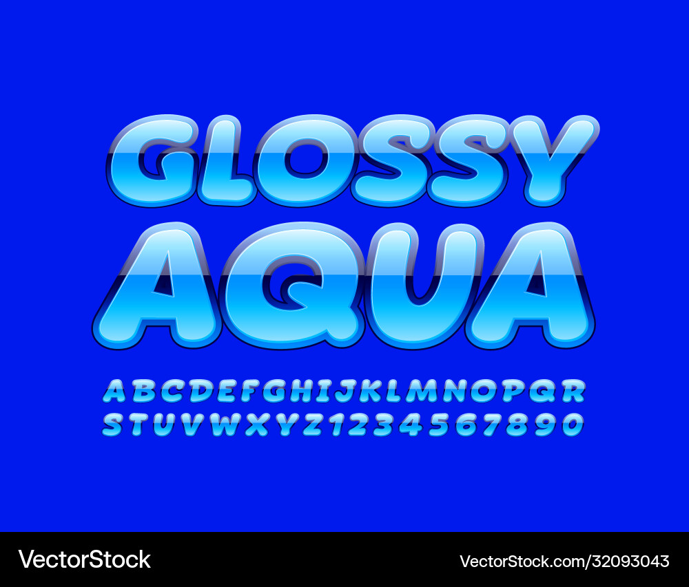 Blue banner glossy aqua with trendy font Blue banner glossy aqua with trendy font Vector Image