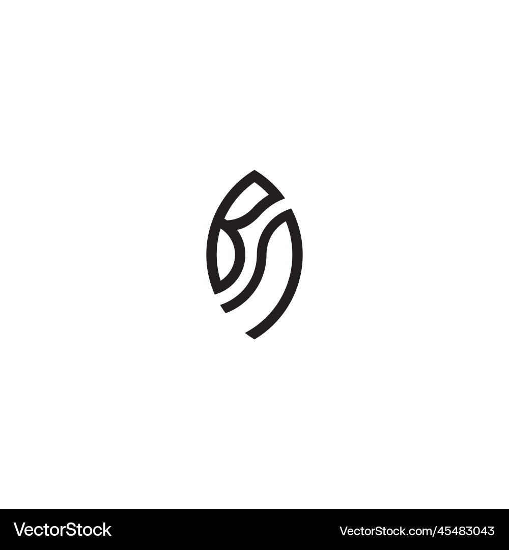 Bn leaf shape line initial concept with high Bn leaf shape line initial concept with high vector image