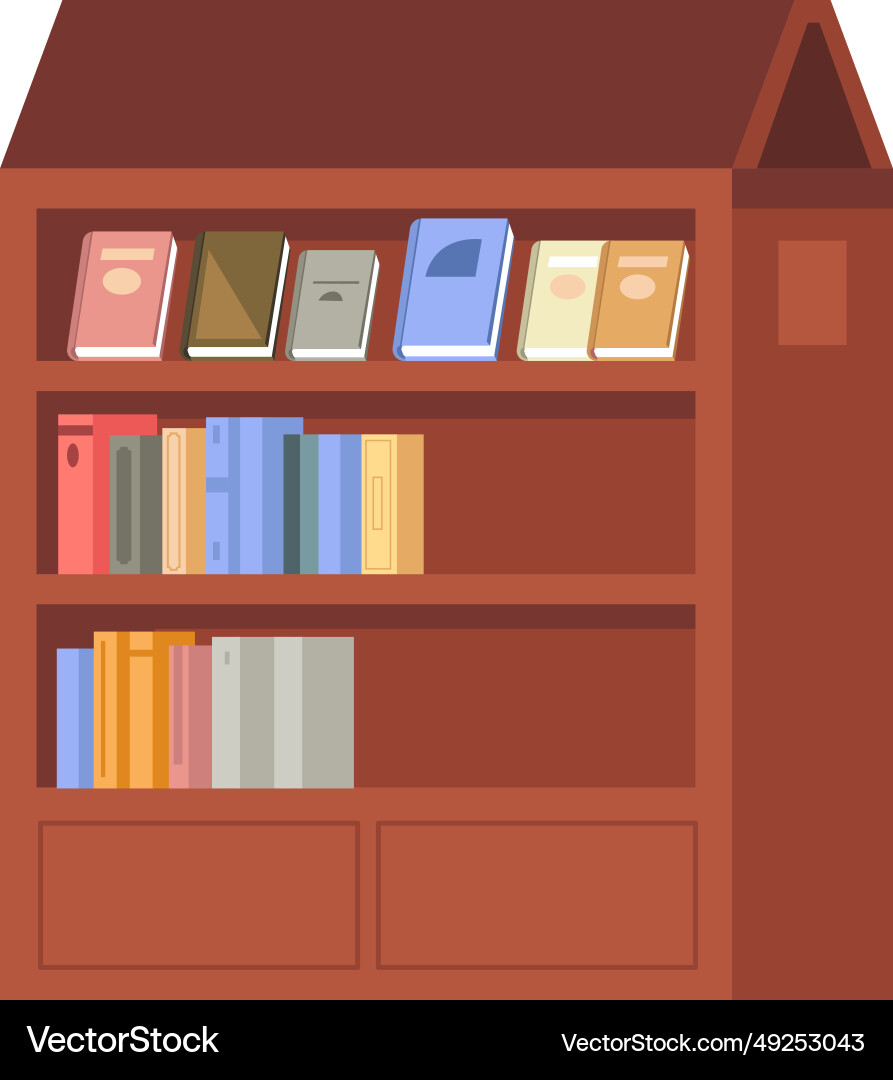 Bookshelf with stacks and rows of anthologies vector image