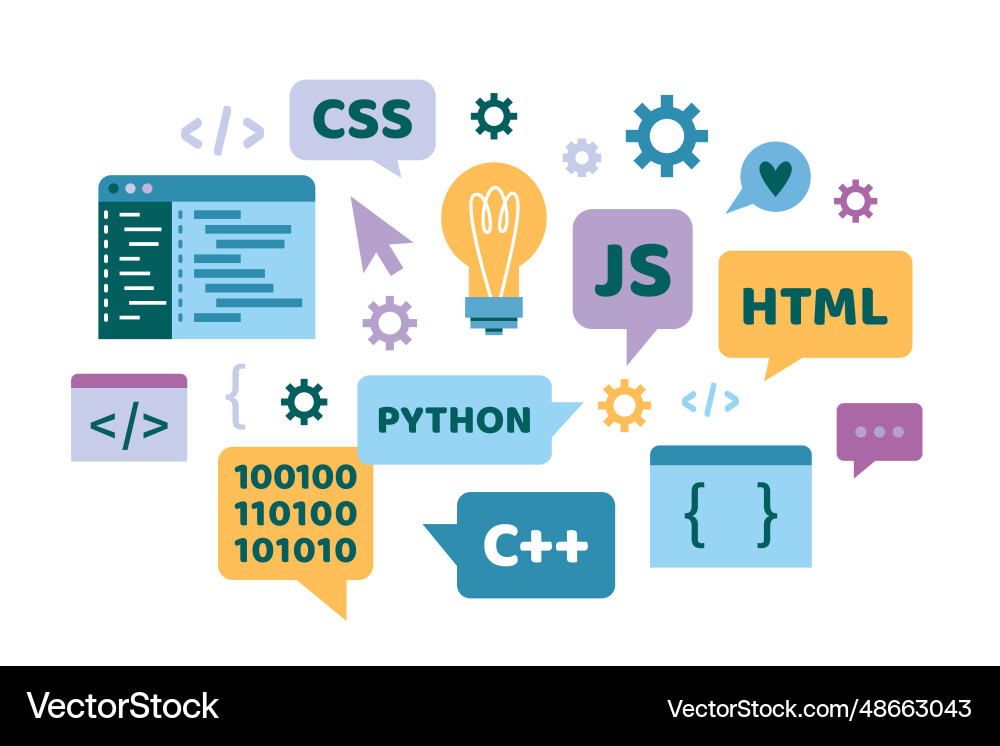 Concept of computer programming languages Concept of computer programming languages vector image