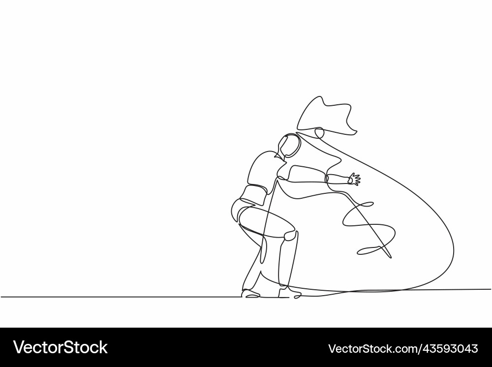 Continuous one line drawing robots hugging huge Continuous one line drawing robots hugging huge vector image