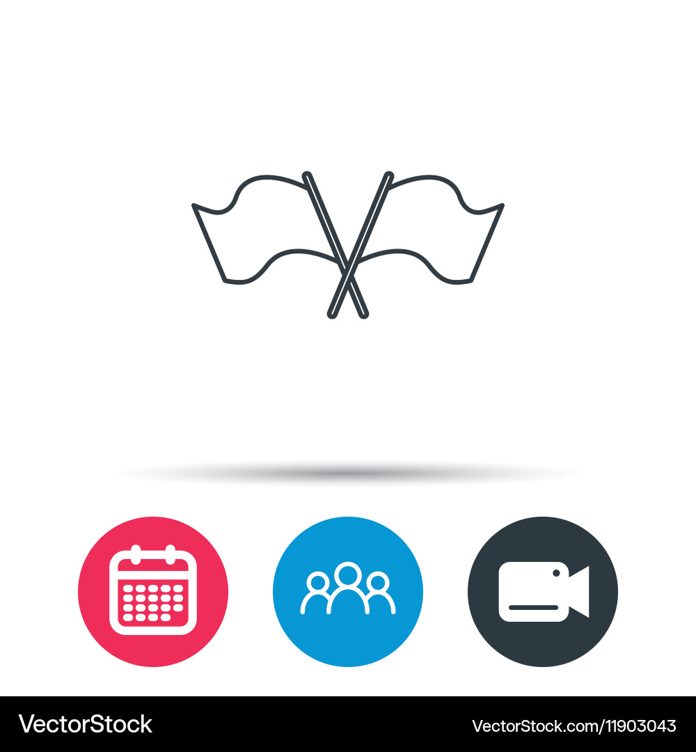 Crosswise waving flag icon location pointer vector image