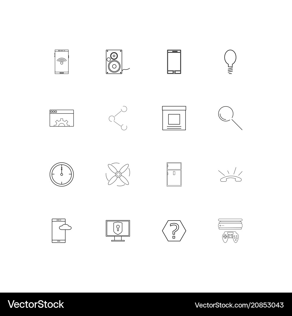 Devices linear thin icons set outlined simple vector image